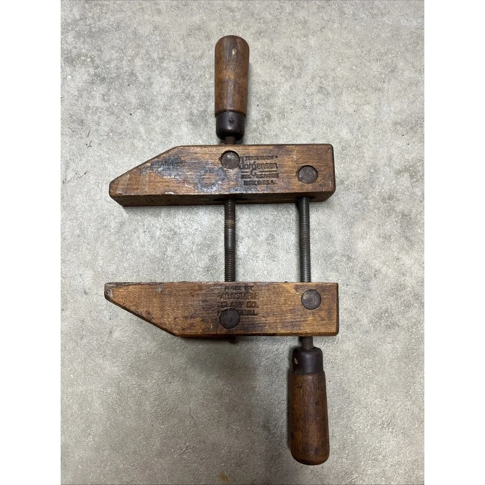 Vintage Mid-Century JORGENSEN Wood Handscrew Clamp Made in USA Chicago